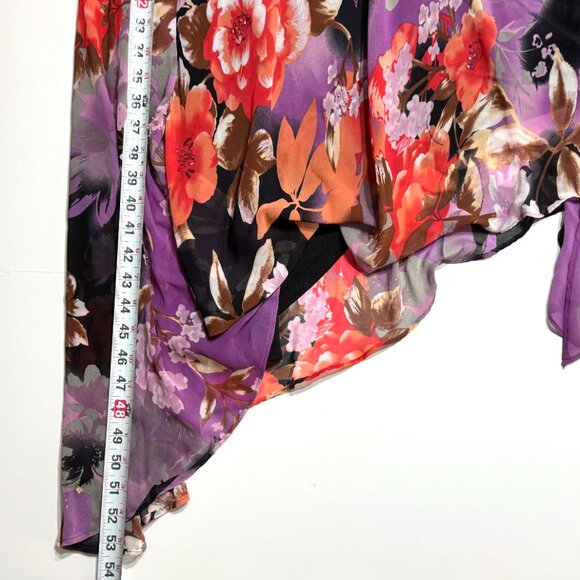 Vtg Y2K Floral Dress Asymmetrical Handkerchief Flutter Sleeve Fairy Whimsical - Picture 16 of 16